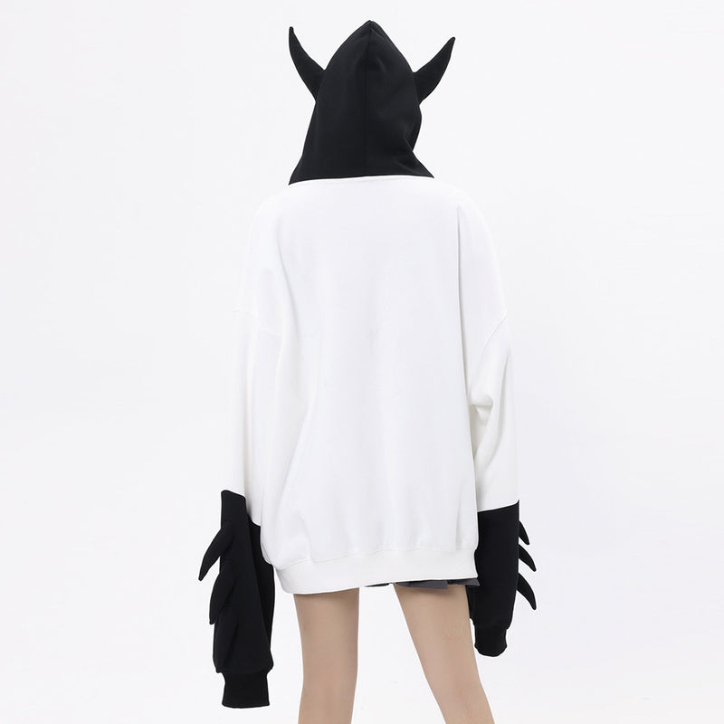 Women Hoodie Hooded Sweater Women's Color Matching Letters Autumn and Winter Loose