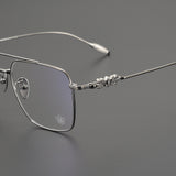 CHH Chrome Hearts Glasses Pure Titanium Ultra Light Wide Large Face Double Beam Myopia Glasses Frame