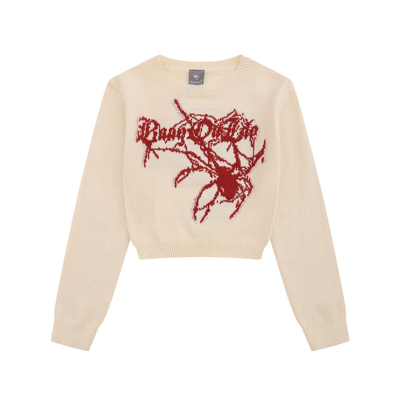 Women Sweater Short Sweater for Girls Spring and Autumn Leisure round Neck Long Sleeve