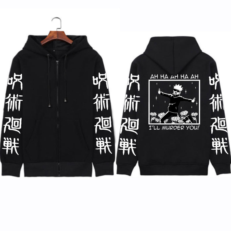 Jujutsu Kaisen Gojo Satoru Print zipper Hoodies Funny