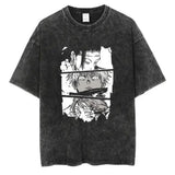 Hip Hop Streetwear Japanese Anime Graphic T Shirt Washed