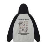 Men Hoodie Animal Cat Printing Sweater Coat Loose Casual Zipper Cardigan Hooded