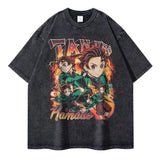 2024Iguro Obanai T Shirts Oversized Vintage Washed Anime