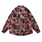 Men Long Sleeved T Shirt Distressed Plaid Shirt Men's High Street Stitching Loose Lapels Long Sleeve Shirt Coat Autumn and Winter