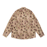Men Long Sleeved T Shirt Floral Print Long Sleeve Shirt Men's Loose Spring and Autumn Lapel Shirt