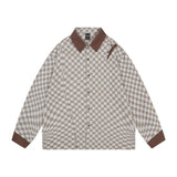 Men Long Sleeved T Shirt Contrast Color Long Sleeves Shirt Spring and Autumn High Street Loose Turn Button Shirt