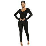 Women Jumpsuit Women's Autumn and Winter Long Sleeve V-neck Tight Trousers