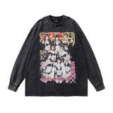 Men Long Sleeve Shirt Distressed Long Sleeve T-shirt Men and Women Oversize Casual Couple's Tops