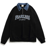 Men Fleece Lined Hoodie Multicolor Hoodie Men's Ins Loose Letter Embroidery Polo Top