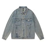 Men Denim Jacket Men's Denim Jacket Spring and Autumn Washed Worn Coat