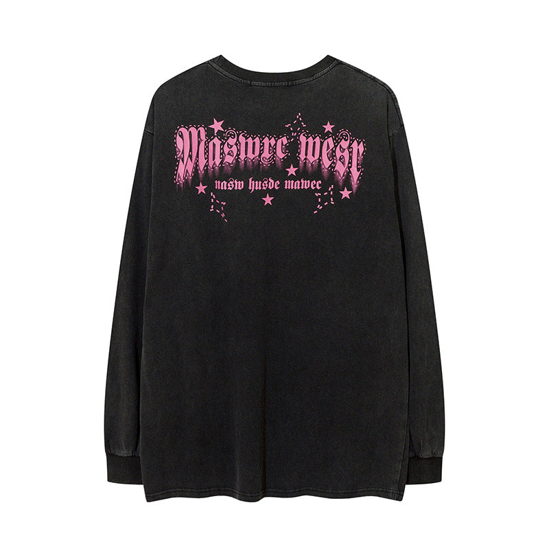 Men Long Sleeve Shirt Retro Fashion Brand Long Sleeve T-shirt Men and Women Hip Hop Loose