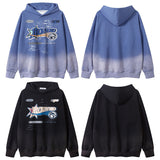 Unisex Vintage Hoodie hip hop gradual change hooded sweater