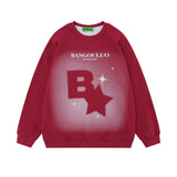 Men Hoodie Star Letters Printed Pullover Sweatshirt