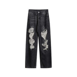 Unisex Pants Autumn Workwear Straight Jeans