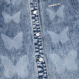 Men Denim Jacket Washed Distressed Butterfly Printed Denim Men Spring and Autumn Jacket