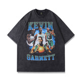 Men T Shirt Vintage Printed Washed and Worn Short Sleeve T-shirt for Men and Women