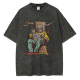 Heavy Cotton Washed T Shirt Senior Man Reading Newspaper