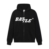 Men Fleece Lined Hoodie High Street Letters Printed Hoodie Men's Loose Hooded