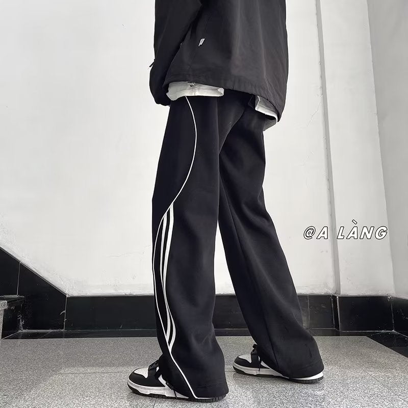 Men Sweatpants Men's Spring Straight Sports Pants Loose Wide Leg
