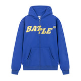 Men Fleece Lined Hoodie High Street Letters Printed Hoodie Men's Loose Hooded