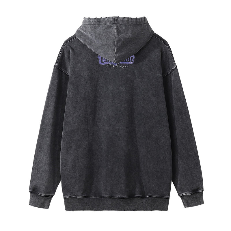 Men Hoodie Distressed Hooded Sweater Men's Tops Ins Fashion Brand Loose Side Pocket
