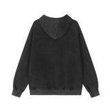 Men Hoodie Washed and Worn Embroidered Letter Hooded Sweater