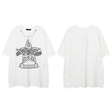 Men T Shirt Fashion Brand Five-Pointed Star Printed Necklace Short Sleeve T-shirt Men and Women