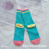 Kapital Sock Heel Smiley Socks Japanese Hiata Hehong Smiley RetroMid-Calf Socks Double Needle Thick Thread