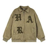 Men Cotton-Padded Jacket Coat Embroidered Lapel Thickening Cotton-Padded Jacket Men's Winter Cotton Padded Zipper Cotton-Padded Jacket