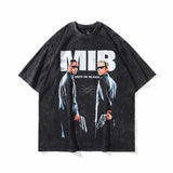 Men T Shirt Distressed Printed Short-Sleeved T-shirt Loose Street Hiphop