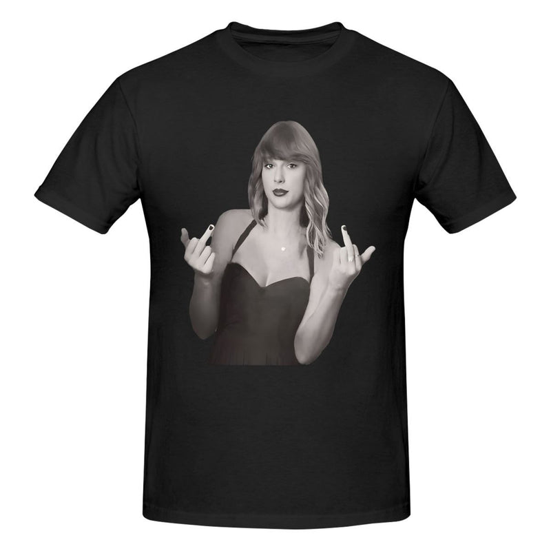 Vintage Finger T-Shirts for Men Crewneck Cotton T Shirt