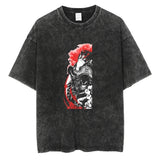 Hip Hop Streetwear Japanese Anime Graphic T Shirt Washed