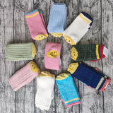 Kapital Sock Pingtian Hehong Geophone Line Double Needle Smiley Face Socks Color Matching Fashion All-Match Ladies