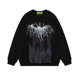 Men Hoodie Abstract Pattern round Neck Sweater Men's Autumn and Winter Graffiti Inkjet Printing Loose Pullover