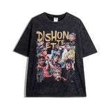 Men T Shirt High Street Print Loose Distressed Short Sleeve T-shirt