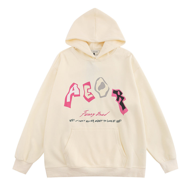 Men Hoodie Letter Printed Hoodie Loose Casual Long Sleeves Pullover Hoodie Men