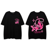 Men T Shirt Letter Print Short-Sleeve T-shirt Men and Women Loose Lovers Wild