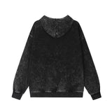 Men Hoodie Washed Old Spray Painting Printed Hoodie