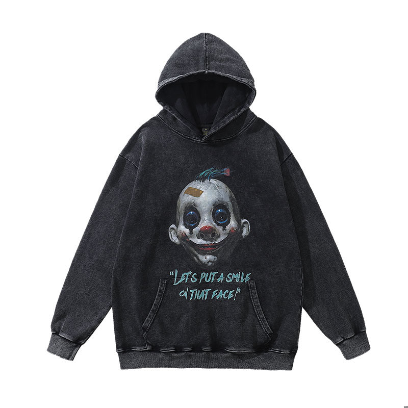 Unisex Vintage Hoodie print wash hooded sweater