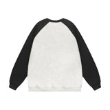 Men Hoodie Burger Bread Color-Block Crew Neck Sweatshirt Loose Pullover Top