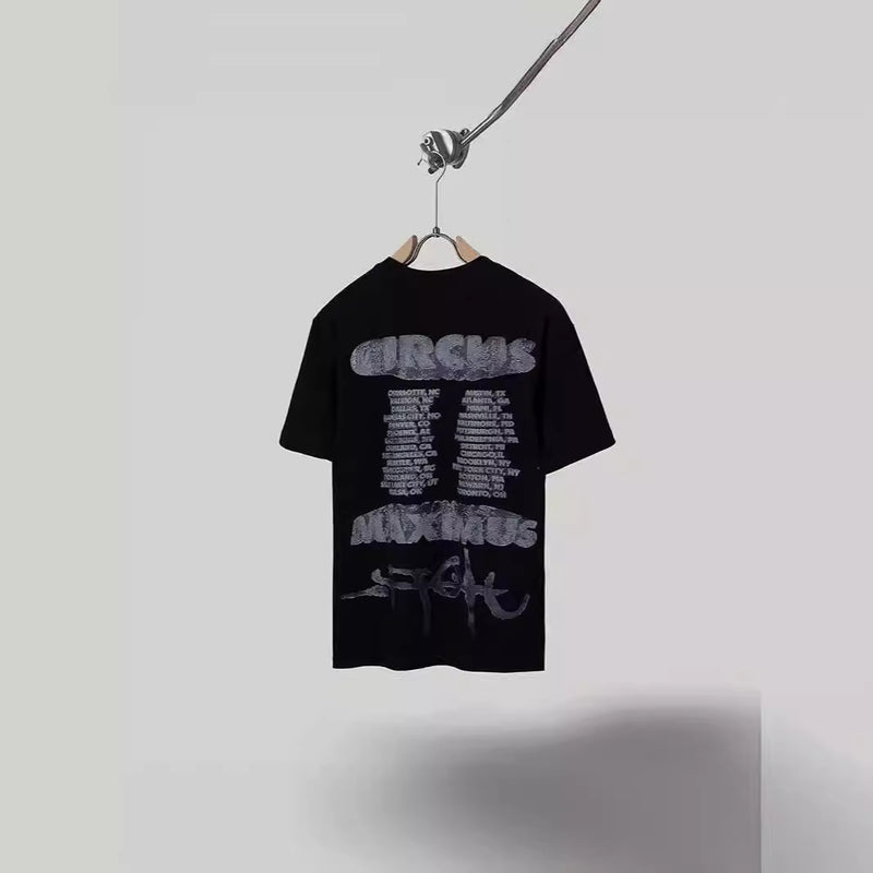 Men T-shirts Travis Scott Cactus Jack x Utopia Tour Utopia Joint Tiger Head Short Sleeve T-Shirt