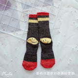 Kapital Sock Heel Smiley Socks Japanese Hiata Hehong Smiley RetroMid-Calf Socks Double Needle Thick Thread