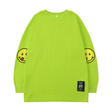 Men Long Sleeve Shirt Printed Long Sleeve T-shirt Men's and Women's Casual Smiley round Neck Top