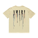 Amiri T Shirt Color Ink Splash Paint Colorful Casual Round Neck