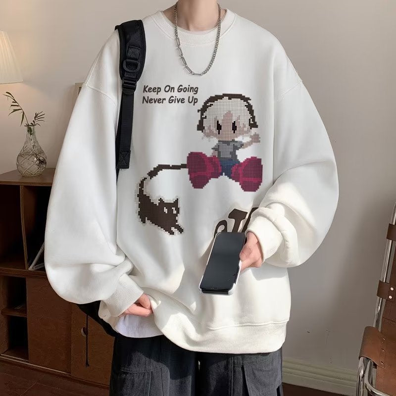 Men Hoodie Sweater Men's Autumn Fashion Brand Long Sleeve T-shirt Retro Loose