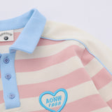 Men Hoodie Striped Stitching Lapel Sweater Loose Contrast Color Polo Shirt Long Sleeve Top