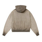 Men Hoodie Tie-Dye Gradient Coat Worn Looking Washed-out Cardigan Sweater Hoodie Loose Long Sleeve