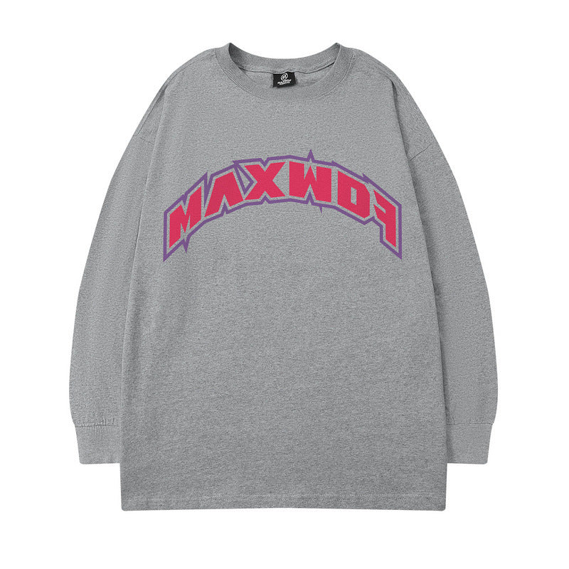 Men Long Sleeve Shirt Vintage Sweater Men's and Women's Letter Long Sleeve T-shirt Loose round Neck