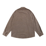 Men Long Sleeved T Shirt Plaid Long Sleeve Shirt Men's Loose Casual Spring and Autumn Lapel Shirt