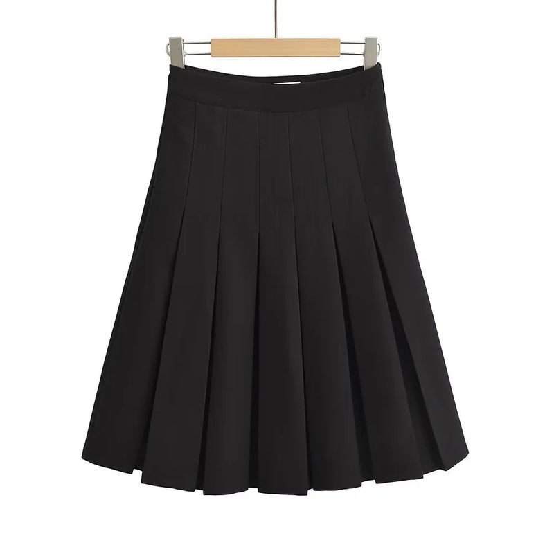 Women Skirt Women's Preppy Style High Waist Pleated Skirt Skirt